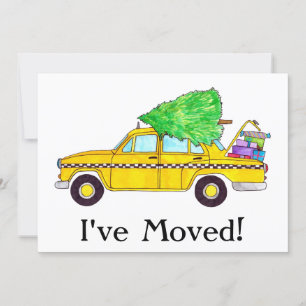 New Address Yellow Cab Taxi Christmas Gifts Invitation