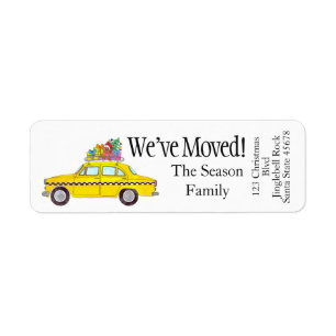 New Address Yellow Cab Taxi Christmas Gifts Return Address Label