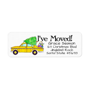 New Address Yellow Cab Taxi Christmas Gifts Return Address Label