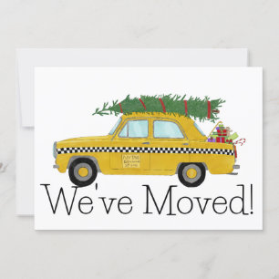 New Address Yellow Cab Taxi Christmas tree Invitation