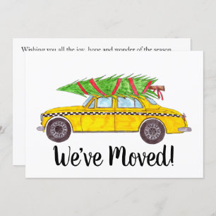 New Address Yellow Cab Taxi Christmas tree Invitation