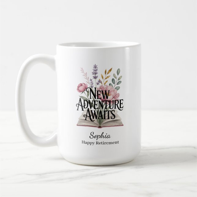 New Adventure Awaits Retirement Personalised Coffee Mug (Left)