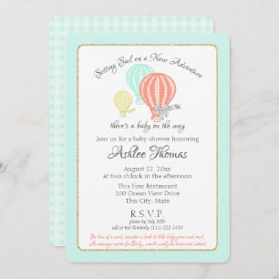 New Adventure Hot Air Balloons Baby Shower Invitation