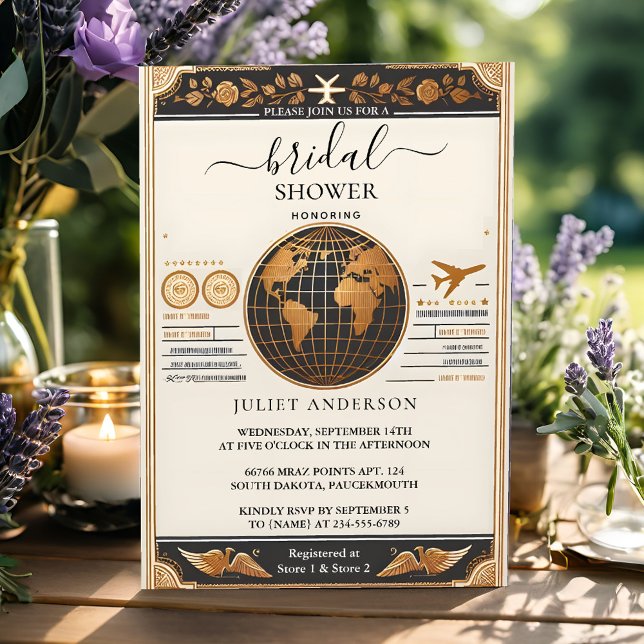 New Adventure Passport Boarding Pass Bridal Shower Invitation (Creator Uploaded)
