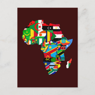 New African Country Flags Flag Map of Africa Postcard