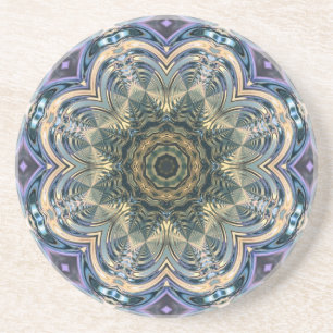 New Age Bohemian Yoga Blue Purple Mandala Coaster