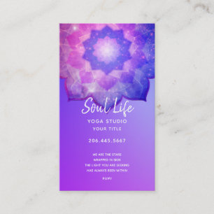 New Age Violet Lotus Meditation Mandala Business Card