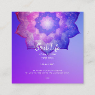 New Age Violet Lotus Meditation Mandala Square Business Card