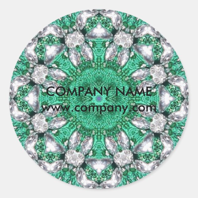 New Age Yoga Instructor emerald green Mandala Classic Round Sticker (Front)