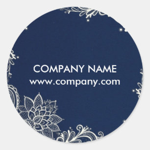 New Age Yoga navy blue henna bohemian lace Classic Round Sticker