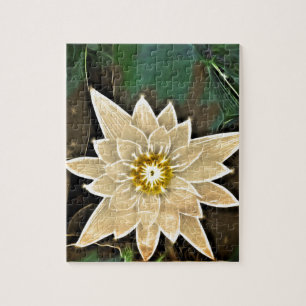 New Age Zen Buddhism Yoga Namaste White Lotus Jigsaw Puzzle