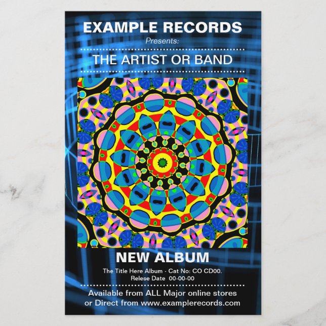 New Album Launch - Blue Spiral Textured Flyer (Front)