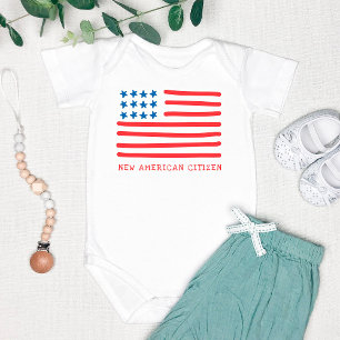 New American Citizen   Hand Drawn American Flag Baby Bodysuit