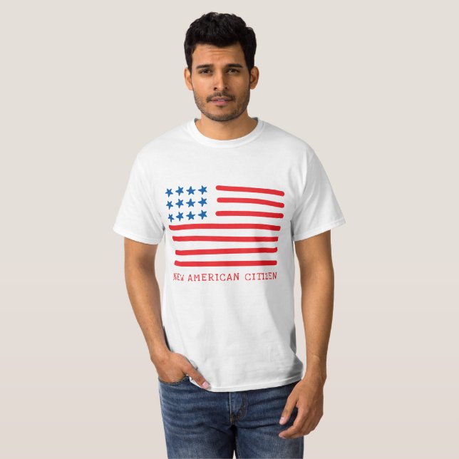 New American Citizen | Hand Drawn American Flag T-Shirt (Front Full)