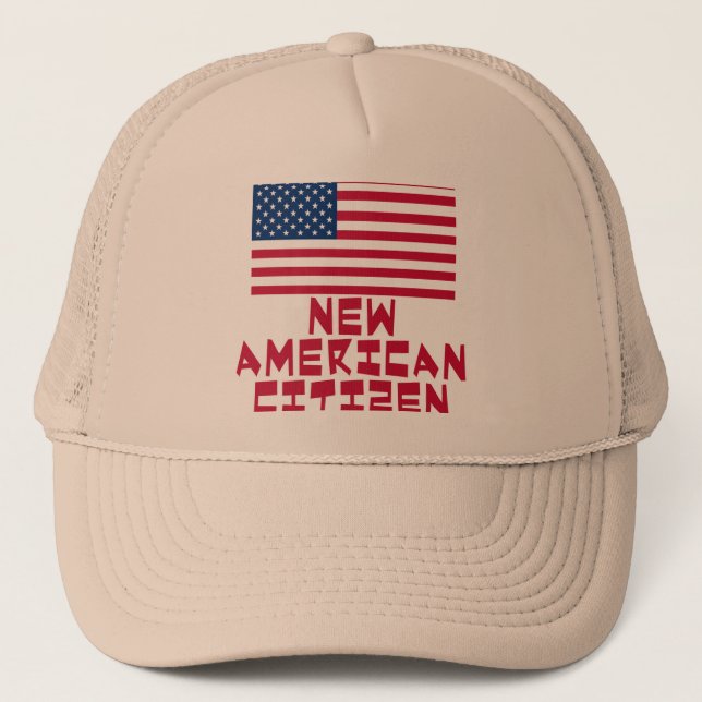 New American Citizen with American Flag Trucker Hat (Front)