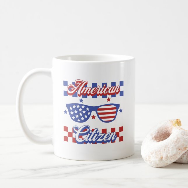 New American US Citizen Naturalisation Immigrant Coffee Mug (With Donut)