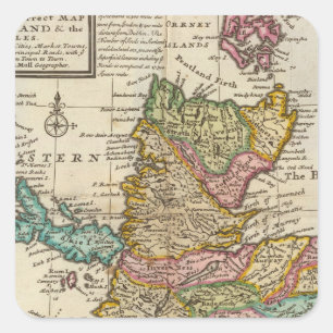 New and correct map of Scotland and the Isles Square Sticker