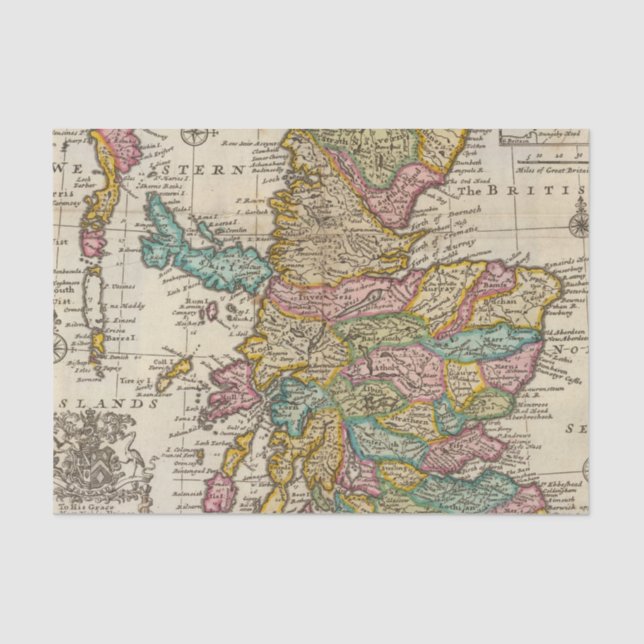 New and correct map of Scotland and the Isles Tissue Paper (Front)