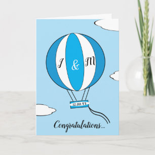 New arrival baby boy hot air balloon card