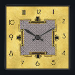 New Art Deco Design Square Square Wall Clock<br><div class="desc">I have added a new Art Deco Style design to this square clock,  using commercial elements that I have coloured.  Something unique for your home or to give as a gift to art deco lovers.</div>