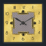 New Art Deco Design Square Square Wall Clock<br><div class="desc">I have added a new Art Deco Style design to this square clock,  using commercial elements that I have coloured.  Something unique for your home or to give as a gift to art deco lovers.</div>