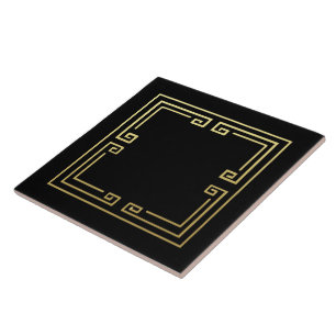 New Art Deco Style Black and Gold Ceramic Tile