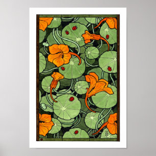 New! Art Nouveau Nasturtiums Poster