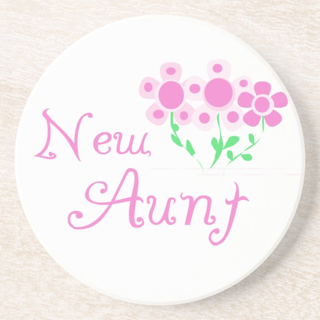 New Aunt Pink Flowers T-shirts and Gifts Coaster (Front)