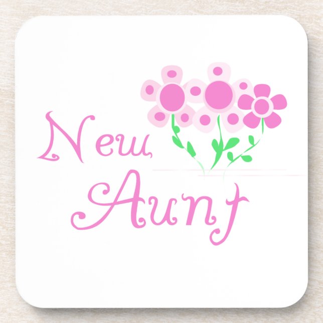 New Aunt Pink Flowers T-shirts and Gifts Coaster (Front)