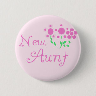New Aunt Pink Flowers Tshirts and Gifts 6 Cm Round Badge