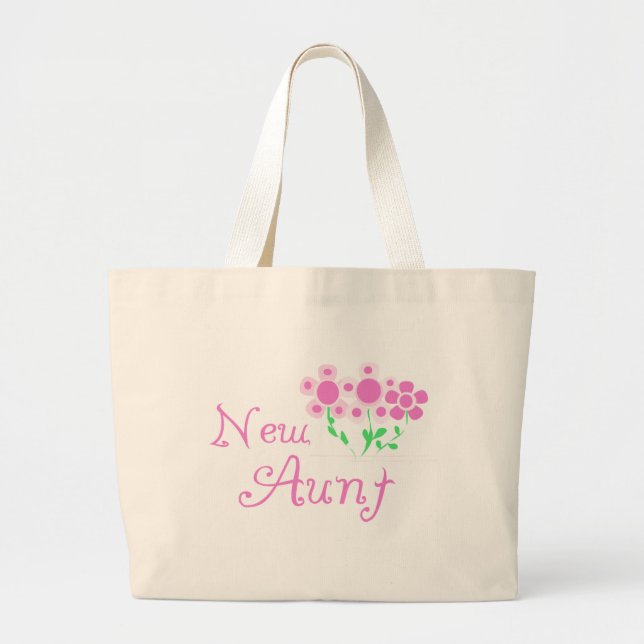 New Aunt Pink Flowers Tshirts and Gifts Large Tote Bag (Front)