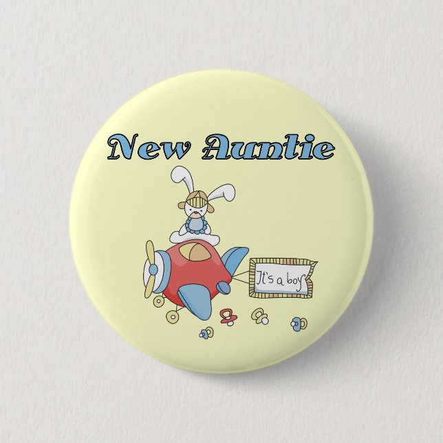 New Auntie - Aeroplane Tshirts and Gifts 6 Cm Round Badge (Front)