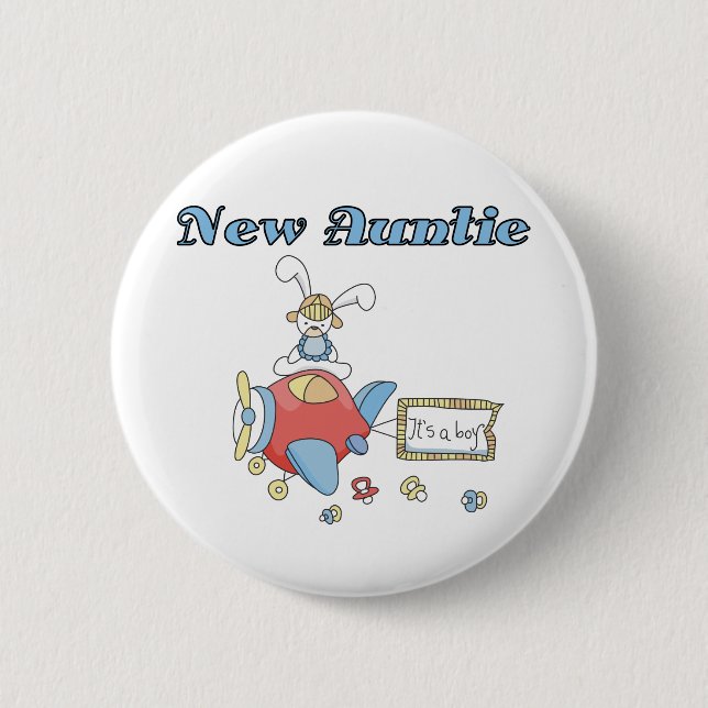 New Auntie - Aeroplane Tshirts and Gifts 6 Cm Round Badge (Front)
