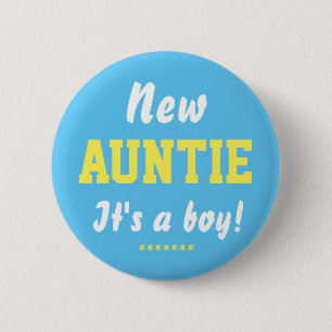 New Auntie boy baby button