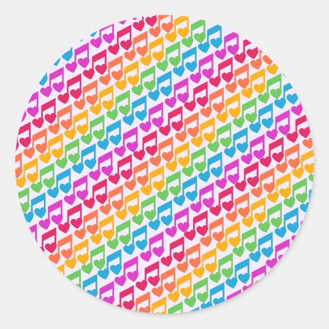 New Awesome Rainbow Notes Classic Round Sticker (Front)