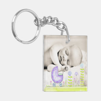 New Baby Add your own Photo double sided  Key Ring