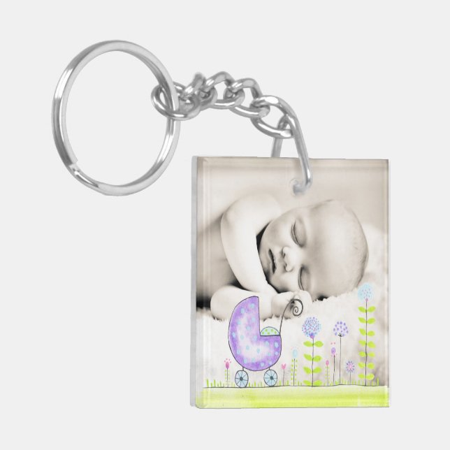 New Baby Add your own Photo double sided  Key Ring (Front Left)