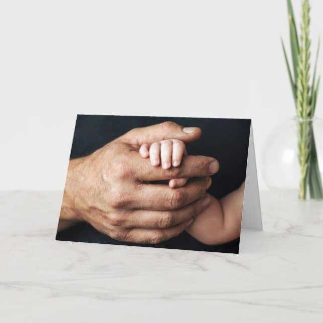 New Baby and Daddy's Hands Card (Front)