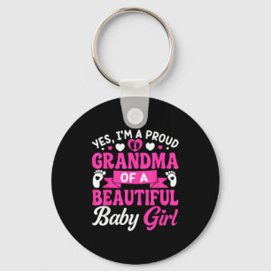 New baby announcement 1st time proud girl grandma key ring