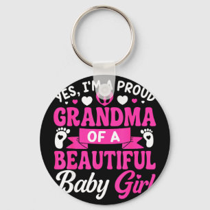New Baby Announcement 1st Time Proud Girl Grandma Key Ring