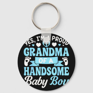 New Baby Announcement Boy 1st Time Grandma Key Ring