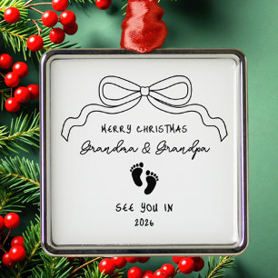 New Baby Announcement Christmas  Metal Ornament