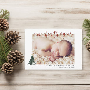 New Baby Announcement Elegant Photo Christmas Card