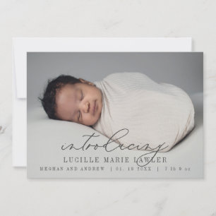 New baby Announcement Introducing Script