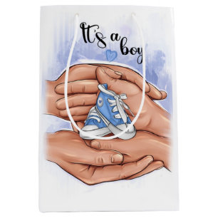 New Baby Announcement – Parents Holding Baby 👣 Medium Gift Bag