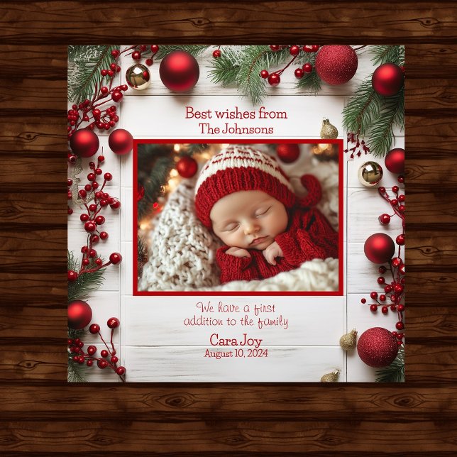 New Baby Announcement Photo Christmas  Ceramic Tile (Creator Uploaded)