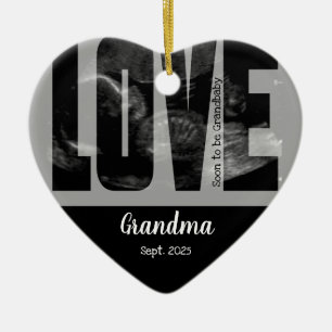 New Baby Announcement - Sonogram with DIY Text Ceramic Ornament