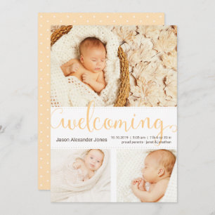 New Baby Announcement Three Photos