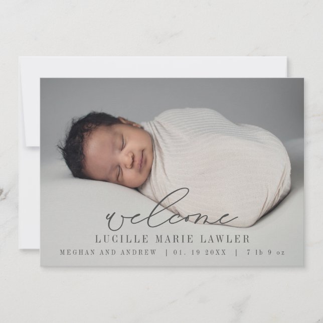 New baby Announcement Welcome Script (Front)