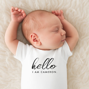 New Baby Arrival Announcement Hello Name Baby Bodysuit